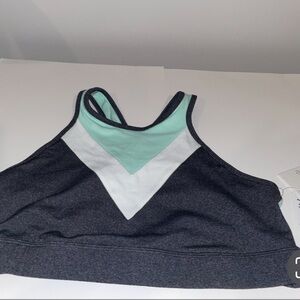 Beyond Yoga Tri-Tone Sports Bra in Black, White, and Mint
